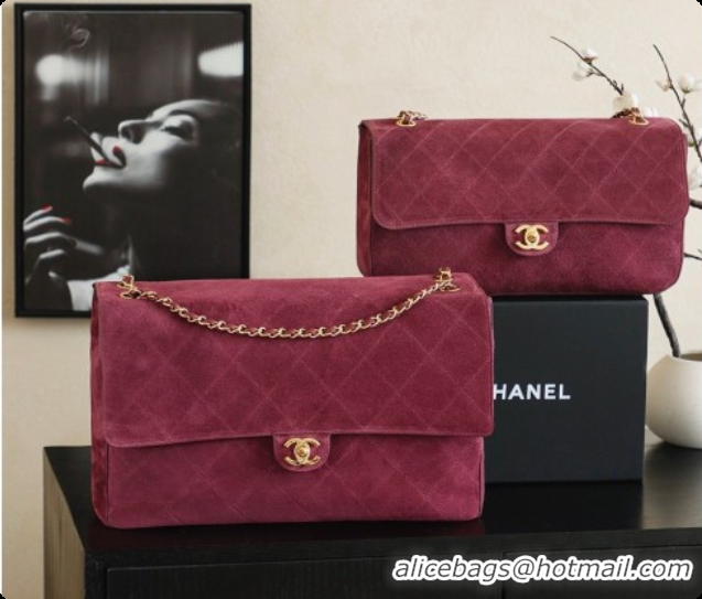 Good Quality Chanel Suede Calfskin Small Maxi Flap Bag AS6281 Rose Purple 2026