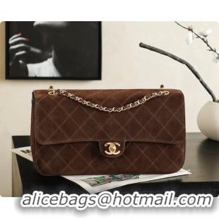 Grade Quality Chanel Suede Calfskin Small Maxi Flap Bag AS6281 Coffee Brown 2026