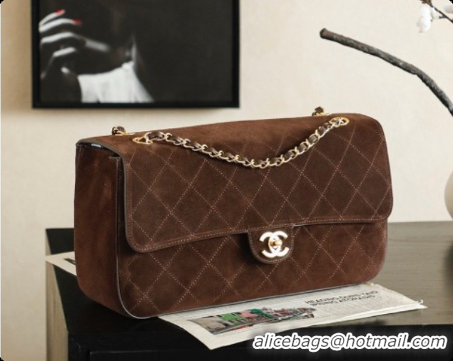 Grade Quality Chanel Suede Calfskin Small Maxi Flap Bag AS6281 Coffee Brown 2026