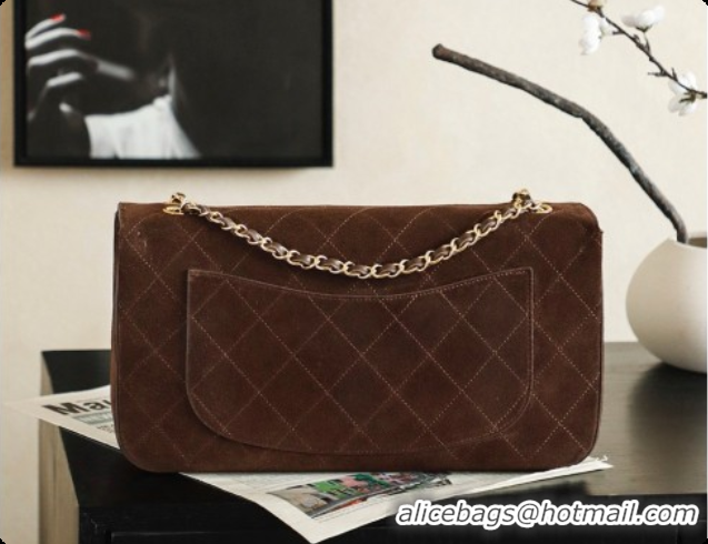 Grade Quality Chanel Suede Calfskin Small Maxi Flap Bag AS6281 Coffee Brown 2026