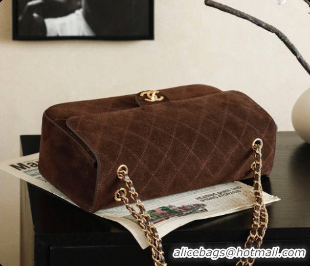 Grade Quality Chanel Suede Calfskin Small Maxi Flap Bag AS6281 Coffee Brown 2026