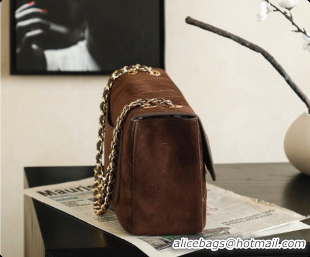 Grade Quality Chanel Suede Calfskin Small Maxi Flap Bag AS6281 Coffee Brown 2026