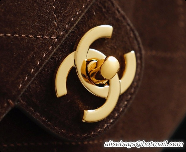 Grade Quality Chanel Suede Calfskin Small Maxi Flap Bag AS6281 Coffee Brown 2026