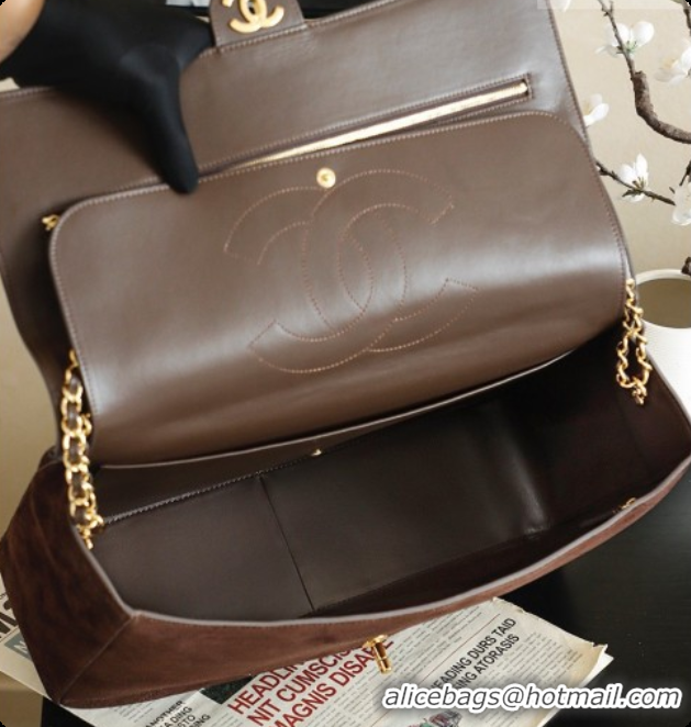 Grade Quality Chanel Suede Calfskin Small Maxi Flap Bag AS6281 Coffee Brown 2026