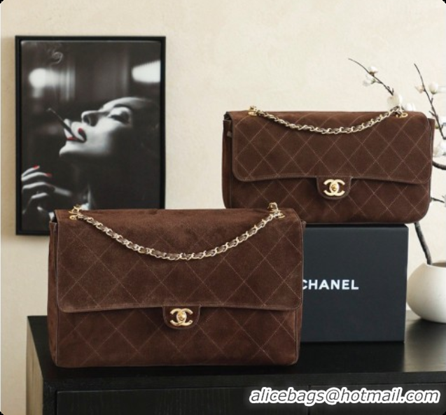 Grade Quality Chanel Suede Calfskin Small Maxi Flap Bag AS6281 Coffee Brown 2026