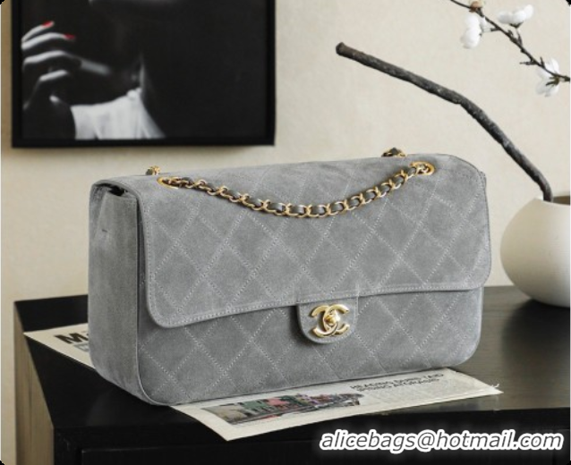 Luxury Cheap Chanel Suede Calfskin Small Maxi Flap Bag AS6281 Grey 2026