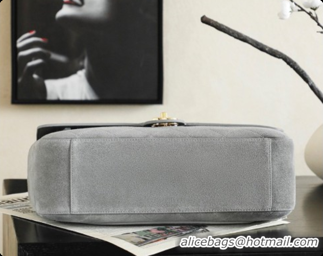 Luxury Cheap Chanel Suede Calfskin Small Maxi Flap Bag AS6281 Grey 2026