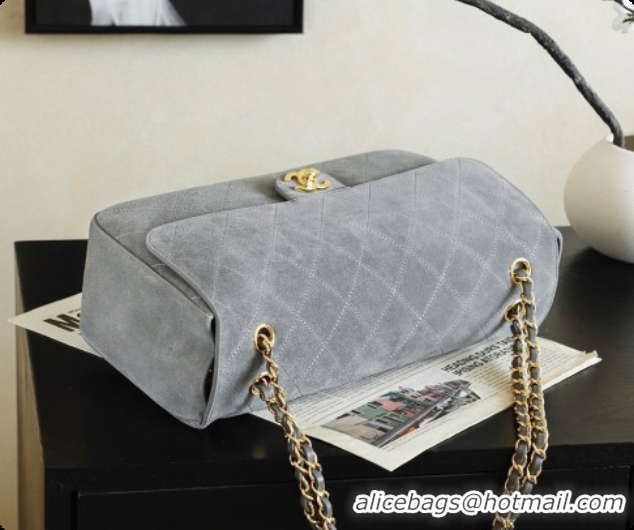 Luxury Cheap Chanel Suede Calfskin Small Maxi Flap Bag AS6281 Grey 2026