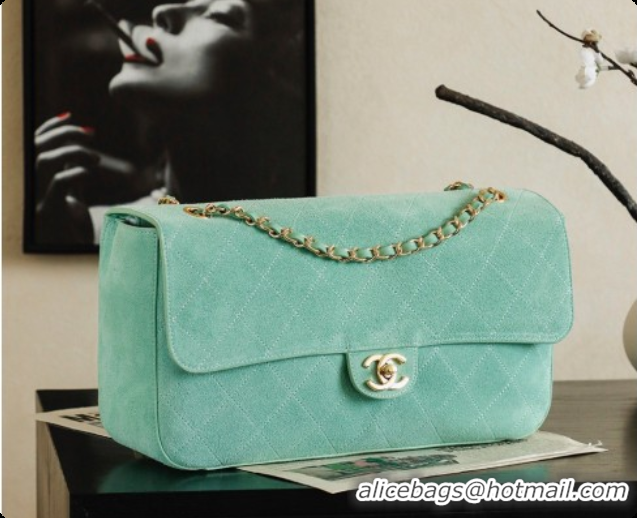 Best Grade Chanel Suede Calfskin Small Maxi Flap Bag AS6281 Mint Green 2026