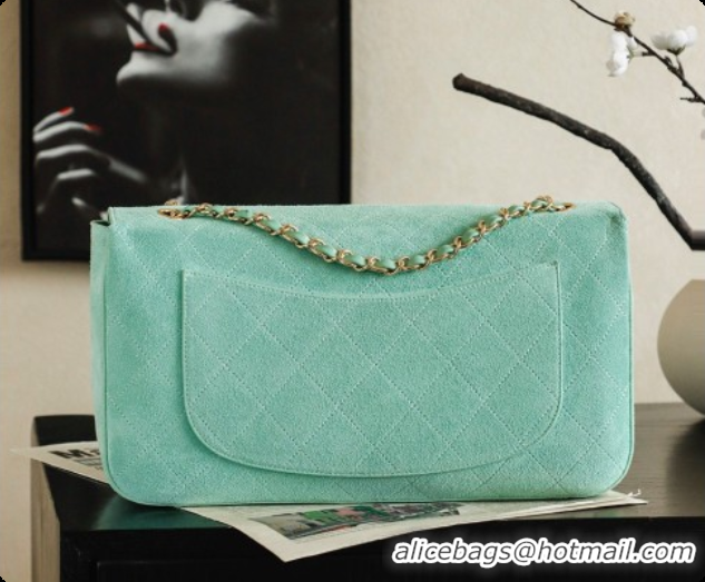 Best Grade Chanel Suede Calfskin Small Maxi Flap Bag AS6281 Mint Green 2026