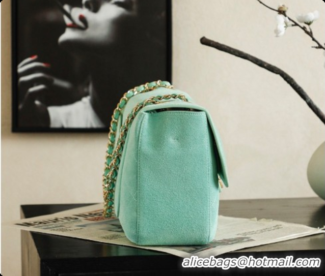 Best Grade Chanel Suede Calfskin Small Maxi Flap Bag AS6281 Mint Green 2026