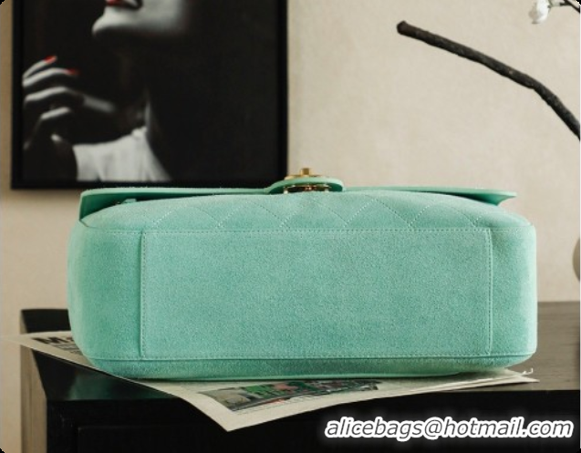 Best Grade Chanel Suede Calfskin Small Maxi Flap Bag AS6281 Mint Green 2026