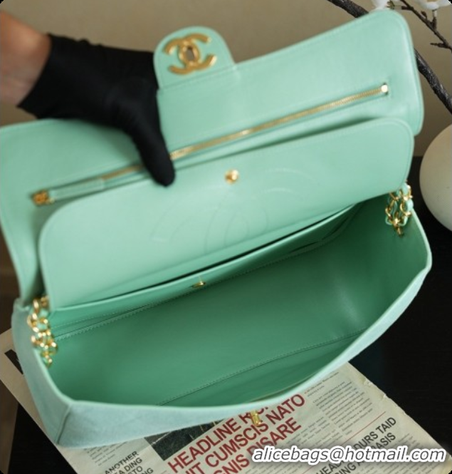 Best Grade Chanel Suede Calfskin Small Maxi Flap Bag AS6281 Mint Green 2026