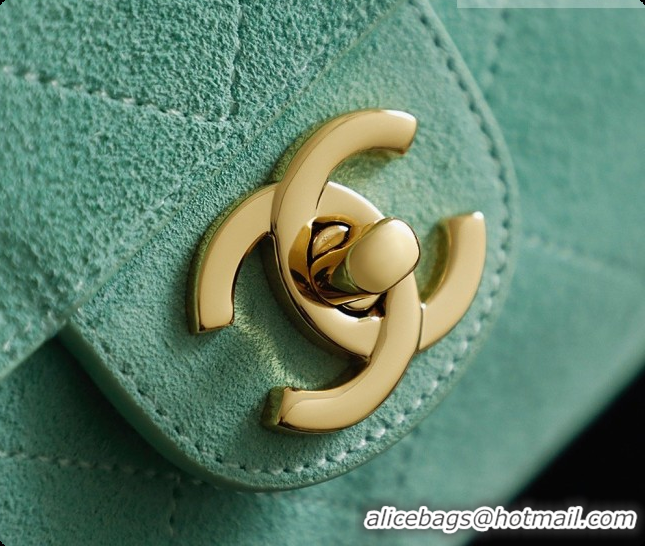 Best Grade Chanel Suede Calfskin Small Maxi Flap Bag AS6281 Mint Green 2026