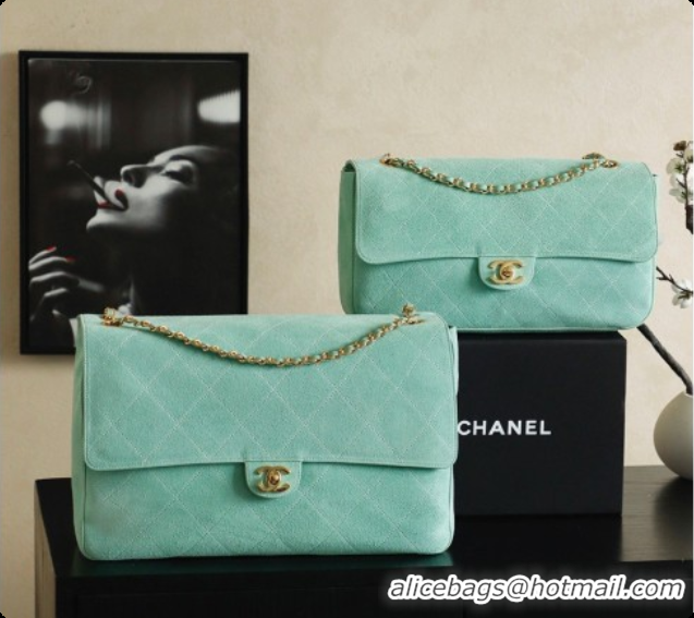 Best Grade Chanel Suede Calfskin Small Maxi Flap Bag AS6281 Mint Green 2026