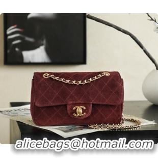 Good Quality Chanel Mini Maxi Flap Bag in Suede AS6626 Burgundy 2026