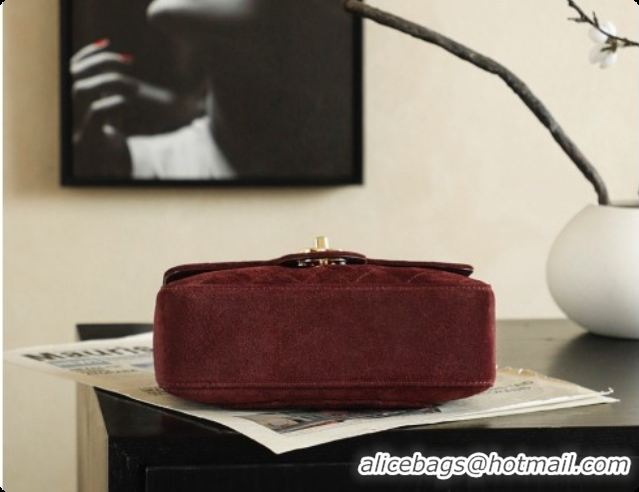 Good Quality Chanel Mini Maxi Flap Bag in Suede AS6626 Burgundy 2026