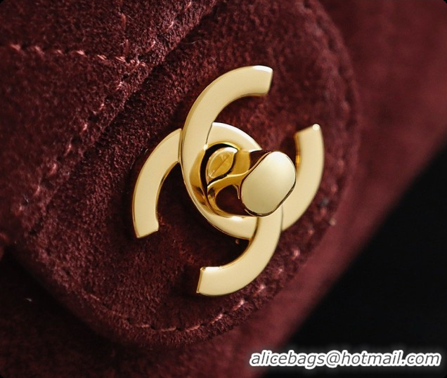 Good Quality Chanel Mini Maxi Flap Bag in Suede AS6626 Burgundy 2026