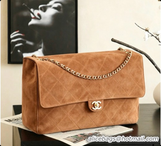 Classic Hot Chanel Suede Calfskin Large Maxi Flap Bag AS6234 Caramel Brown 2026