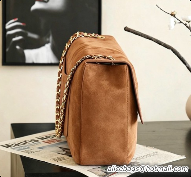Classic Hot Chanel Suede Calfskin Large Maxi Flap Bag AS6234 Caramel Brown 2026