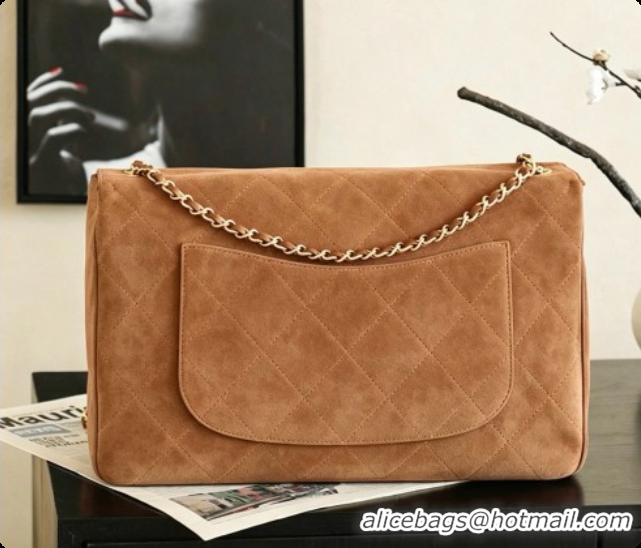 Classic Hot Chanel Suede Calfskin Large Maxi Flap Bag AS6234 Caramel Brown 2026