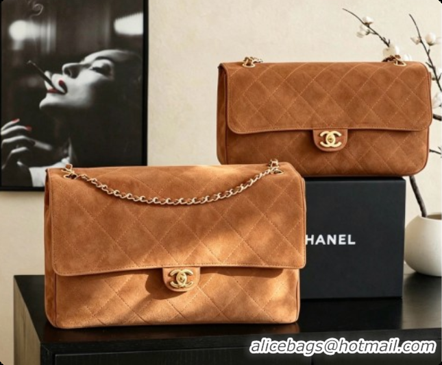 Classic Hot Chanel Suede Calfskin Large Maxi Flap Bag AS6234 Caramel Brown 2026