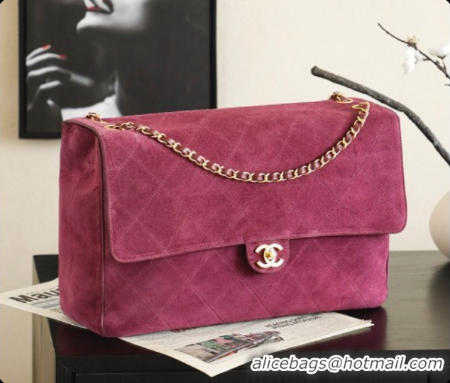 Low Price Chanel Suede Calfskin Large Maxi Flap Bag AS6234 Rose Purple 2026