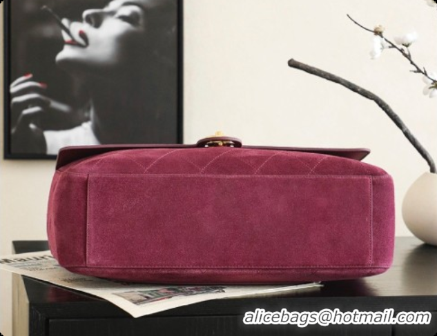 Low Price Chanel Suede Calfskin Large Maxi Flap Bag AS6234 Rose Purple 2026