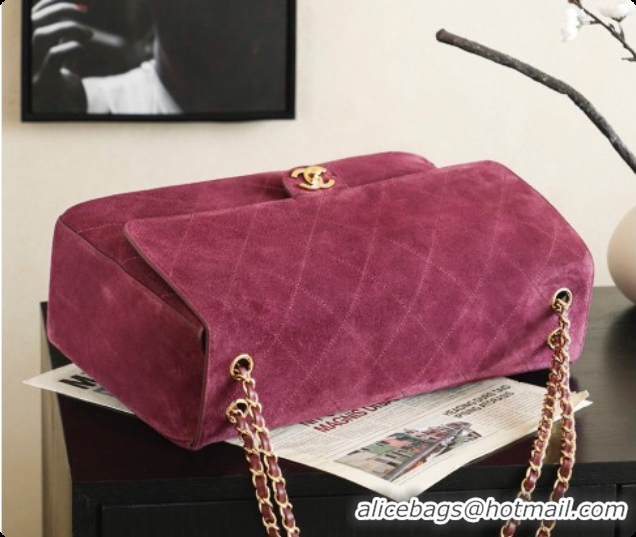 Low Price Chanel Suede Calfskin Large Maxi Flap Bag AS6234 Rose Purple 2026