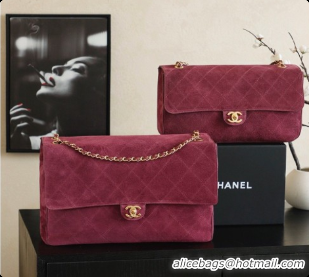 Low Price Chanel Suede Calfskin Large Maxi Flap Bag AS6234 Rose Purple 2026