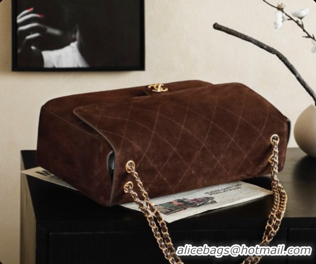 Luxury Discount Chanel Suede Calfskin Large Maxi Flap Bag AS6234 Coffee Brown 2026