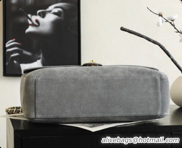 Luxury Chanel Suede Calfskin Large Maxi Flap Bag AS6234 Grey 2026