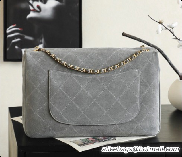Luxury Chanel Suede Calfskin Large Maxi Flap Bag AS6234 Grey 2026
