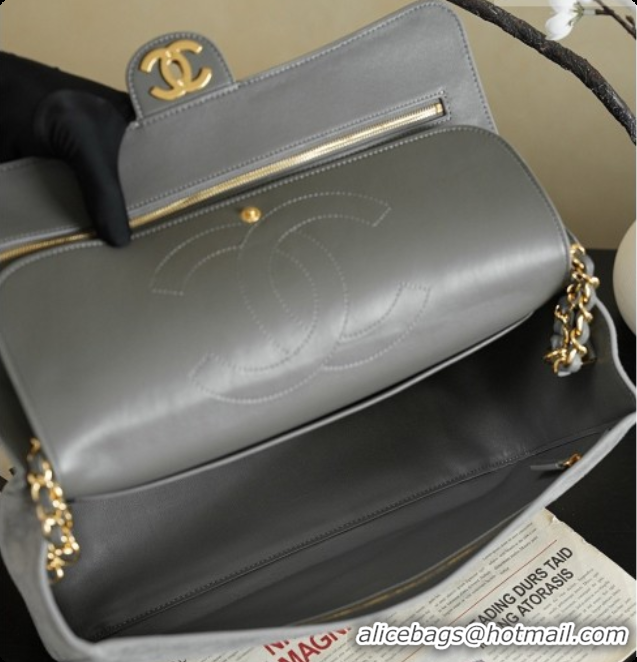 Luxury Chanel Suede Calfskin Large Maxi Flap Bag AS6234 Grey 2026