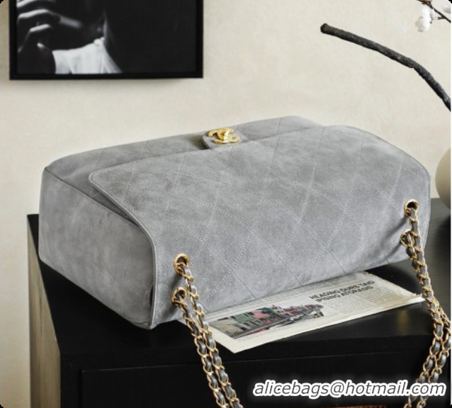 Luxury Chanel Suede Calfskin Large Maxi Flap Bag AS6234 Grey 2026