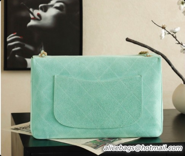 Charming Chanel Suede Calfskin Large Maxi Flap Bag AS6234 Mint Green 2026