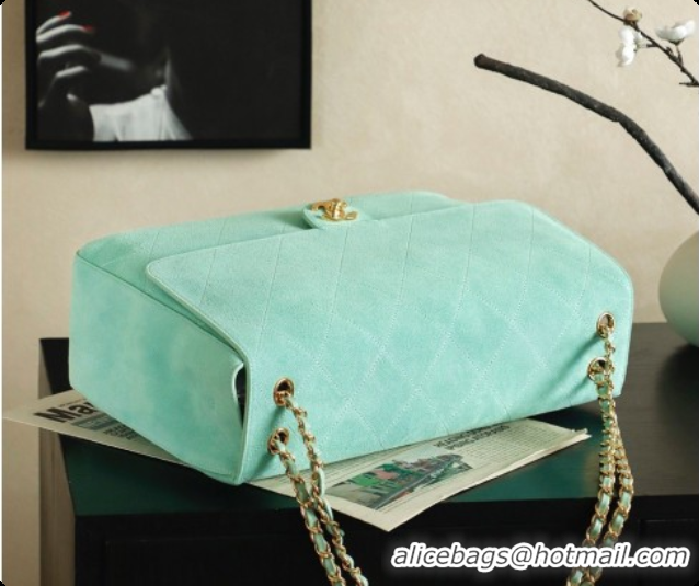 Charming Chanel Suede Calfskin Large Maxi Flap Bag AS6234 Mint Green 2026