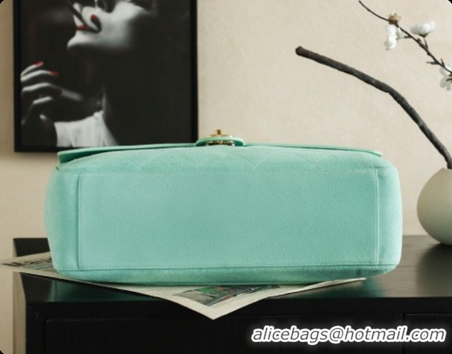 Charming Chanel Suede Calfskin Large Maxi Flap Bag AS6234 Mint Green 2026