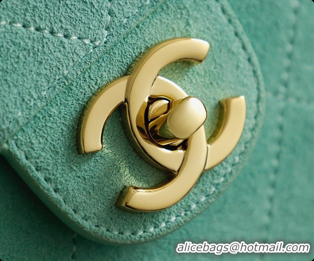 Charming Chanel Suede Calfskin Large Maxi Flap Bag AS6234 Mint Green 2026