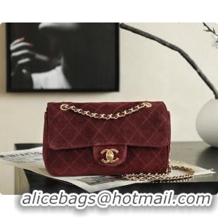 Buy Fashionable Chanel Mini Maxi Flap Bag in Suede AS6626 Burgundy 2026