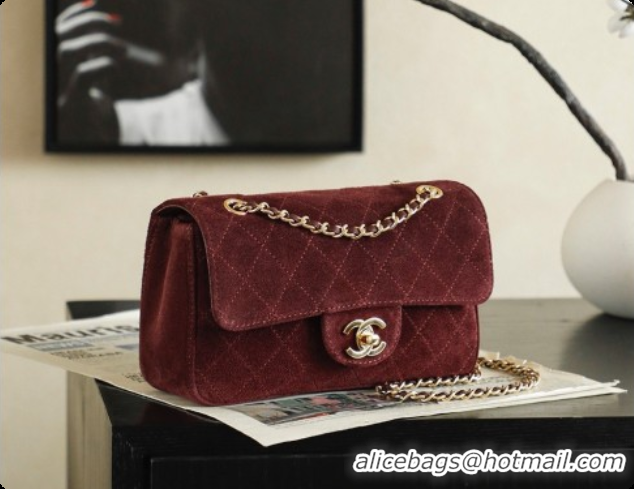 Buy Fashionable Chanel Mini Maxi Flap Bag in Suede AS6626 Burgundy 2026