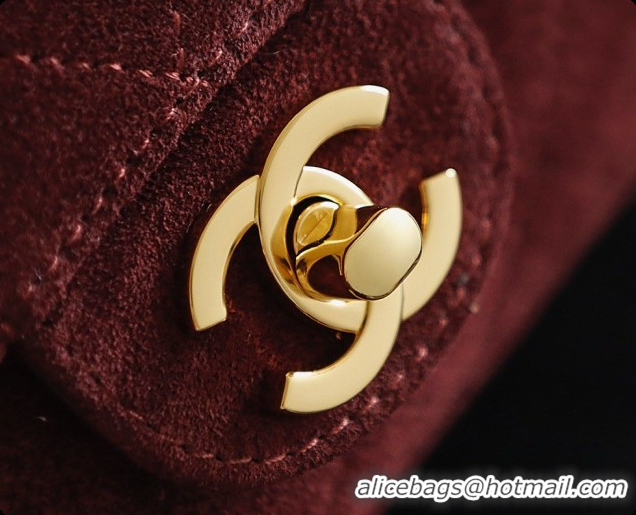 Buy Fashionable Chanel Mini Maxi Flap Bag in Suede AS6626 Burgundy 2026