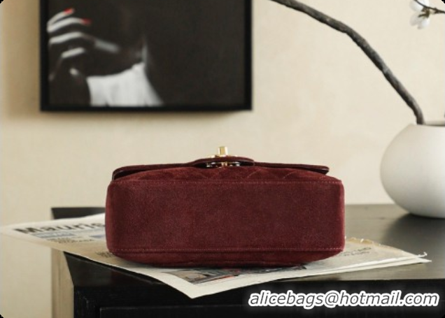 Buy Fashionable Chanel Mini Maxi Flap Bag in Suede AS6626 Burgundy 2026