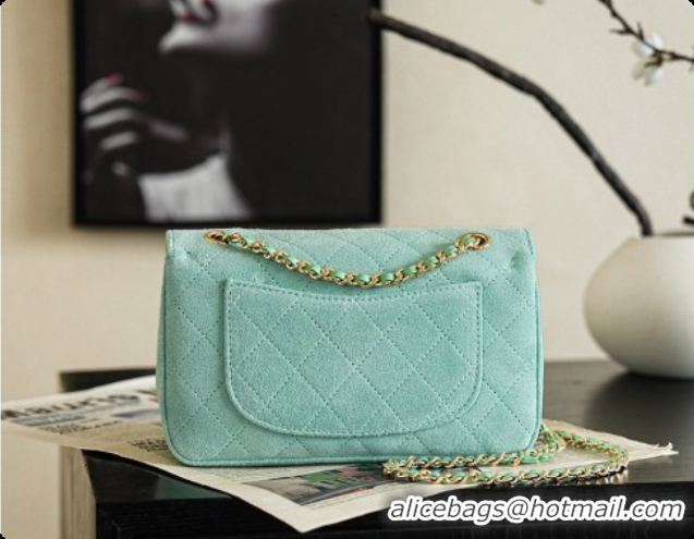 Stylish Chanel Mini Maxi Flap Bag in Suede AS6626 Mint Green 2026