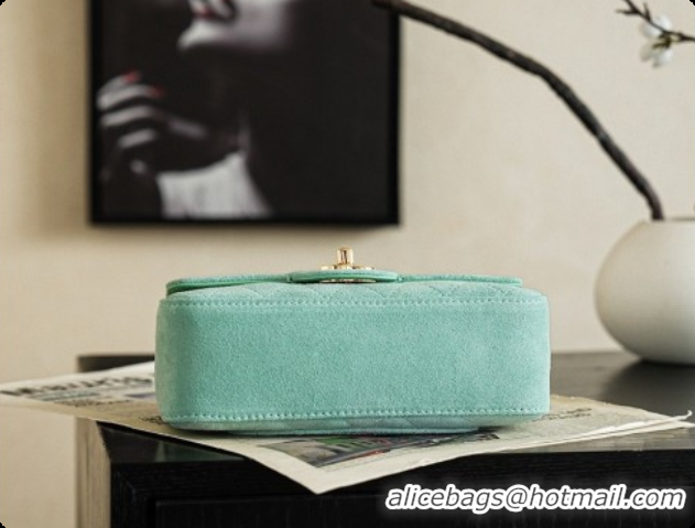 Stylish Chanel Mini Maxi Flap Bag in Suede AS6626 Mint Green 2026