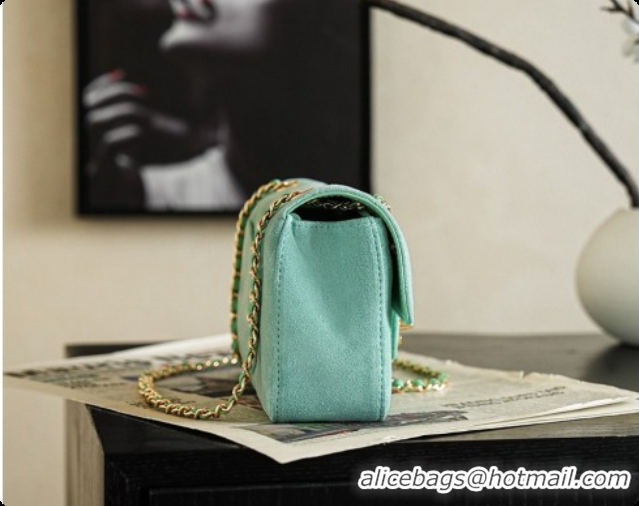 Stylish Chanel Mini Maxi Flap Bag in Suede AS6626 Mint Green 2026