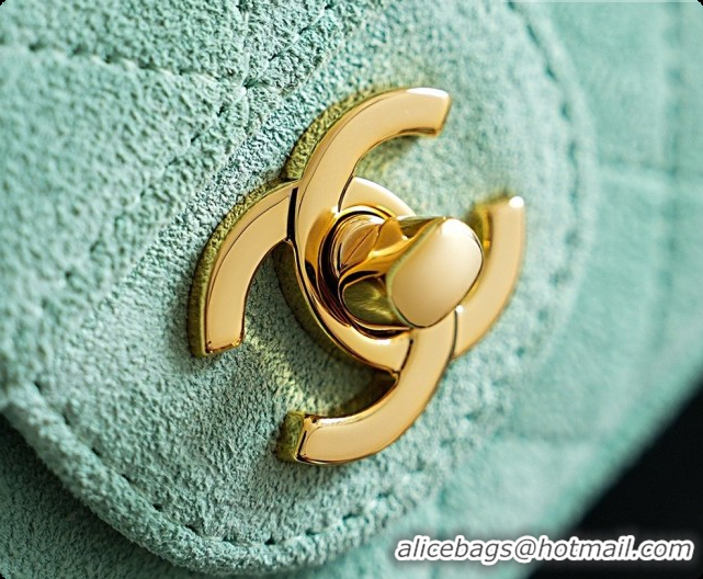 Stylish Chanel Mini Maxi Flap Bag in Suede AS6626 Mint Green 2026