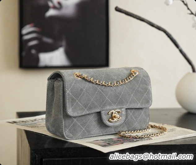 Buy New Cheap Chanel Mini Maxi Flap Bag in Suede AS6626 Grey 2026