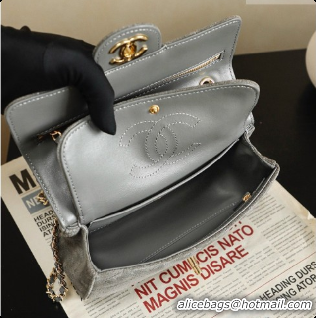 Buy New Cheap Chanel Mini Maxi Flap Bag in Suede AS6626 Grey 2026