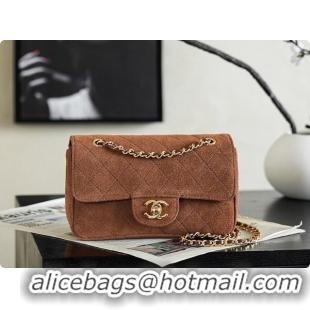 Luxury Classic Chanel Mini Maxi Flap Bag in Suede AS6626 Brown 2026